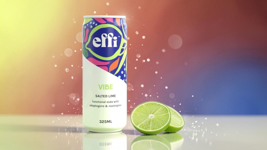 A can of effi VIBE functional soda